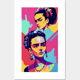 Frida's Kaleidoscopic Palette: Vibrant Portrait Illustration Posters and Art